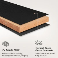 Large Buffet Sideboard with 3 Drawers and 4 Internal Door Shelves, Modern Coffee Bar for Kitchen, Living Room, 55'' L x 15.5'' W x 32'' H, Black(m-7)