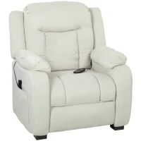 HOMCOM Massage Recliner Chair with Quiet Brushless Motor Pet-Friendly Fabric Power Recliner with 2 Memory Positions Cream White(m-2)