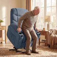 HOMCOM Power Recliner Chair with Massage, Electric Lift Chair for Elderly with Side Pockets, Cup Holders, Remote, Blue(m-1)