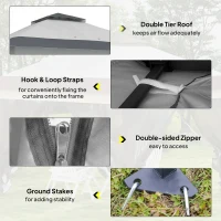 Outsunny 12' x 12' Foldable Pop-up Party Tent Instant Canopy Sun Shade Gazebo Shelter with Steel Frame, Dark Grey(m-7)