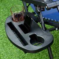 Outsunny 2 Piece Foldable Lounge Chair with Canopy Shade, Outdoor Zero Gravity Chair w/ Side Tray & Cup Holder, Reclining Lounger w/ Breathable Mesh Fabric Seat, Pillow, Blue(m-13)