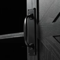 Large Kitchen Island with 2 Sliding Barn Doors and 3 Drawers, Rolling Island with Built-In Power Outlet, 53.5'' L x 18.5'' W x 37'' H, Black(m-11)