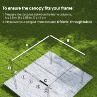 Outsunny 8.2' x 8.4' Retractable Pergola Canopy Replacement for 10' x 10' Frame, Cover Replacement (Cover Top Only), Dark Grey(m-4)