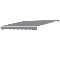 Outsunny 8' x 7' Retractable Awning, Patio Awnings, Sunshade Shelter with 280 g/m² UV & Water-Resistant Fabric, Dark Grey(m-2)