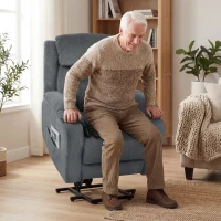 HOMCOM Power Recliner Chair with Massage, Electric Lift Chair for Elderly with Side Pockets, 2 Memory Positions, Remote, Grey(m-1)