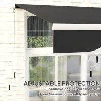 Outsunny 8' x 7' Retractable Awning, Patio Awnings, Sunshade Shelter with 280 g/m² UV & Water-Resistant Fabric, Black(m-5)