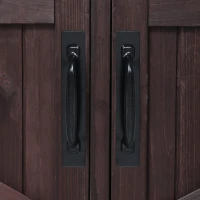 Outdoor Kitchen Island with Raised Shelf, Stainless Steel Top, Solid Storage Cabinet with Internal Rack, 53.5'' L x 27'' W x 43'' H, Dark Brown(m-10)