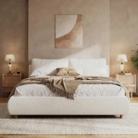 King Size Hydraulic Lift Storage Platform Bed with Washable Headrests, Sturdy Bed Frame with padded cushions, 91'' L x 80'' W x 37'' H, White(m-8)