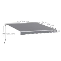 Outsunny 8' x 7' Retractable Awning, Patio Awnings, Sunshade Shelter with 280 g/m² UV & Water-Resistant Fabric, Dark Grey(m-3)