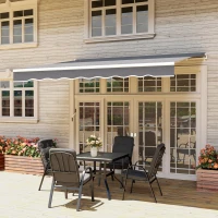 Outsunny 8' x 7' Retractable Awning, Patio Awnings, Sunshade Shelter with 280 g/m² UV & Water-Resistant Fabric, Dark Grey(m-8)