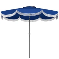 Outsunny 9FT Patio Umbrella Parasol, UPF 30+ Outdoor Market Umbrella with Crank, 8 Ribs, Push Button Tilt, Blue(m-2)