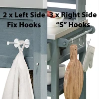 Outdoor Potting Bench Table with 2 Large Drawers, 4 Lockable Wheels, Wooden Kitchen Island with Stainless Steel Top, 52'' L x 22'' W x 65'' H, Grey+Blue(m-8)