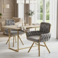 Set of 2 Velvet Dining Chairs with Upholstered Ergonomic Seats, Industrial-Chic Swivel Chairs with Metal Legs, 25'' L x 25'' W x 34'' H, Gray(m-6)