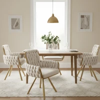 Set of 6 Velvet Dining Chairs with Electroplated Metal Legs, Upholstered Chairs with Ergonomic Support, 25'' L x 25'' W x 34'' H, Beige+Gold(m-6)
