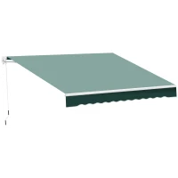 Outsunny 8' x 7' Retractable Awning, Patio Awnings, Sunshade Shelter with 280 g/m² UV & Water-Resistant Fabric and Aluminum Frame for Deck, Balcony, Yard, Dark Green(m-2)