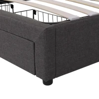 Queen Size Hydraulic Storage Bed with Remote-Controlled LED Headboard, Solid Bed Frame with Reinforced Leg, 84'' L x 61.5'' W x 39'' H, Grey(m-10)