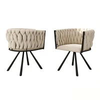 Set of 2 Velvet Dining Chairs with Sturdy Metal Legs and Adjustable Feet, Swivel Ergonomic Chairs with Cushion, 23'' L x 21'' W x 28.5'' H, Beige(m-2)