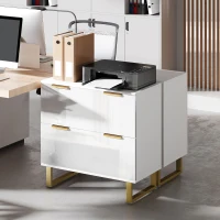 HOMCOM Lateral File Cabinet with 2 Drawers, Modern Filing Cabinet for Letter/A4/Legal Size Files, High Gloss White(m-10)