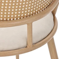 Set of 4 Modern Dining Chairs with PE Rattan Backrest, Ergonomic Side Chairs for Restaurant, 19.5'' L x 19'' W x 31.5'' H, Beige+Natural(m-9)