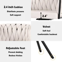 Set of 6 Velvet Dining Chairs with 4 Metal Support Legs, Swivel Upholstered Chairs with Ergonomic Support, 23'' L x 21'' W x 28.5'' H, Beige(m-5)