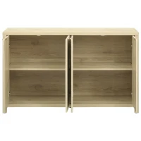 Fluted Buffet Sideboard with 4-Door Cabinet, Adjustable Shelves, Farmhouse Storage with Soft-Close Hinges, 55'' L x 15.5'' W x 33'' H, Natural(m-13)