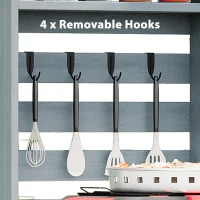 Outdoor Potting Bench Table with 2 Large Drawers, 4 Lockable Wheels, Wooden Kitchen Island with Stainless Steel Top, 52'' L x 22'' W x 65'' H, Grey+Blue(m-9)