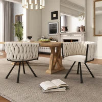 Set of 2 Velvet Dining Chairs with Sturdy Metal Legs and Adjustable Feet, Swivel Ergonomic Chairs with Cushion, 23'' L x 21'' W x 28.5'' H, Beige(m-1)
