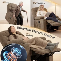 HOMCOM Power Recliner Chair with Massage, Electric Lift Chair for Elderly with Side Pockets, Cup Holders, Remote, Brown(m-4)