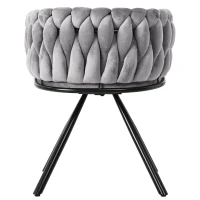 Set of 6 Velvet Dining Chairs with Ergonomic 3D Wraparound Support, Modern Swivel Chairs with Thick Padded Seat, 23'' L x 21'' W x 28.5'' H, Gray(m-14)