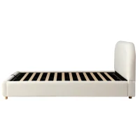 King Size Hydraulic Lift Storage Bed with Upholstered Curved Headboard, Hidden Under-Bed Storage for Bedroom, 86'' L x 80'' W x 35'' H, White(m-10)