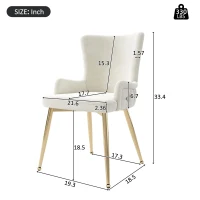 Modern Extendable Dining Set with Table and 4 Chairs, Space-Saving Dining Set for 4–6 Seaters, 55'' L x 39.5'' W x 29.5'' H, Beige+Gold+White(m-4)