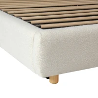 King Size Hydraulic Lift Storage Bed with Upholstered Curved Headboard, Hidden Under-Bed Storage for Bedroom, 86'' L x 80'' W x 35'' H, White(m-7)