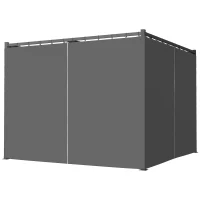 Outsunny 10' x 10' Retractable Pergola Canopy with Sidewalls, Metal Outdoor Gazebo Sun Shade Shelter, Dark Grey(m-2)
