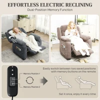 HOMCOM Massage Recliner Chair, Power Recliner with Quiet Brushless Motor, Remote, Pockets, 2 Memory Positions, Dark Grey(m-4)