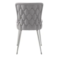 Set of 4 Velvet Dining Chairs with 4 Metal Support Legs, Upholstered Leisure Accent Chair for Modern Condos, 21.5'' L x 20.5'' W x 33.5'' H, Gray(m-8)