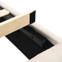 King Size Linen Upholstered Bed with Diamond Tufted Buttons, Solid Bedboard with Sturdy Wood Legs, 80.5'' L x 82.5'' W x 42.5'' H, Beige(m-9)