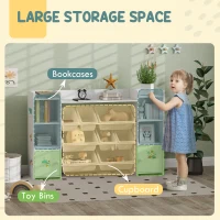 Qaba Kids Toy Organizers and Storage with 8 Removable Storage Bins and Bookshelf, White(m-4)