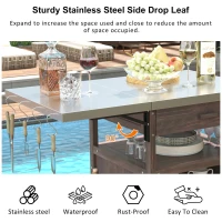 Outdoor Grill Cart with Stainless Steel Top and Removable Centre Shelf, Solid Storage Cabinet with Bottle Opener, 40.5'' L x 21'' W x 36'' H, Brown(m-6)