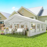 Outsunny 13'x26' Heavy Duty Large Party Tent & Carport with Removable Sidewalls, Windows, Portable Garage Canopy Tent, White(m-1)