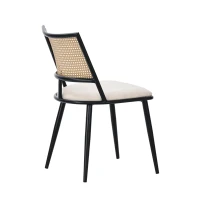 Set of 2 Modern Dining Chairs with PE Rattan Backrest, Ergonomic Side Chairs for Home or Restaurant, 19.5'' L x 19'' W x 31.5'' H, Black+Natural(m-13)