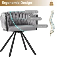 Set of 6 Velvet Dining Chairs with Ergonomic 3D Wraparound Support, Modern Swivel Chairs with Thick Padded Seat, 23'' L x 21'' W x 28.5'' H, Gray(m-4)