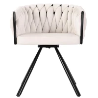 Set of 4 Velvet Dining Chairs with 4 Metal Support Legs, Swivel Upholstered Chairs with Ergonomic Support, 23'' L x 21'' W x 28.5'' H, Beige(m-13)