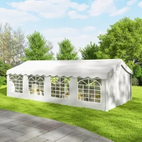 Outsunny 13'x26' Heavy Duty Large Party Tent & Carport with Removable Sidewalls, Windows, Portable Garage Canopy Tent, White(m-10)