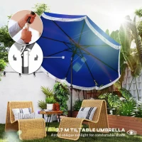 Outsunny 9FT Patio Umbrella Parasol, UPF 30+ Outdoor Market Umbrella with Crank, 8 Ribs, Push Button Tilt, Blue(m-4)