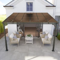 Outsunny 11' x 10' Outdoor Pergola, Wall Mounted Hardtop Lean-to Gazebo with Polycarbonate Roof and Metal-Aluminium Frame(m-10)