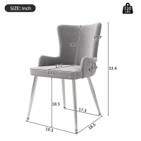 Set of 4 Velvet Dining Chairs with 4 Metal Support Legs, Upholstered Leisure Accent Chair for Modern Condos, 21.5'' L x 20.5'' W x 33.5'' H, Gray(m-3)