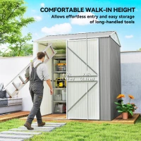 Outsunny 7' x 6' Tall Outdoor Storage Shed, Waterproof Metal Garden Shed with Gloves, Lockable Door, Silver Grey(m-4)