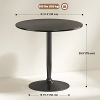 HOMCOM Modern Kitchen Table for 2 People, Round Dining Table with Steel Base for Living Room, Dining Room, Black(m-3)