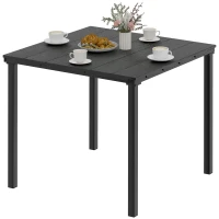 Outsunny Outdoor Dining Table for 4, Square HDPE Patio Table with Metal Legs for Garden, Backyard, Balcony, Deck, Black(m-11)