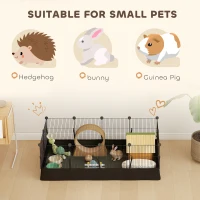 PawHut Small Animal Cage Waterproof Mat DIY Animal Playpen for Guinea Pigs Rabbits 12 Panels and Door Black(m-6)